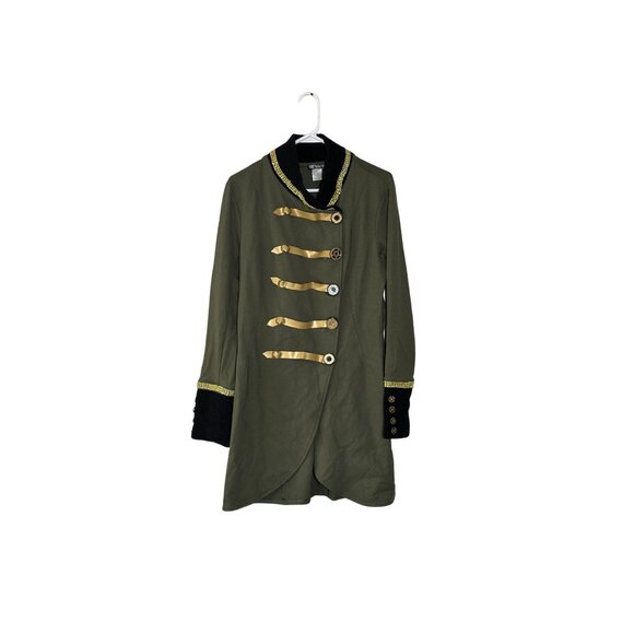 Venus Military Style Jacket Olive Green Prominent Gold Detailing Gold Buttons 8 - Picture 1 of 6